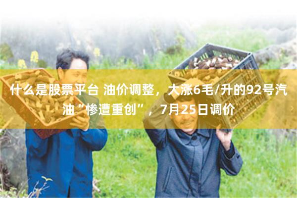 什么是股票平台 油价调整，大涨6毛/升的92号汽油“惨遭重创”，7月25日调价
