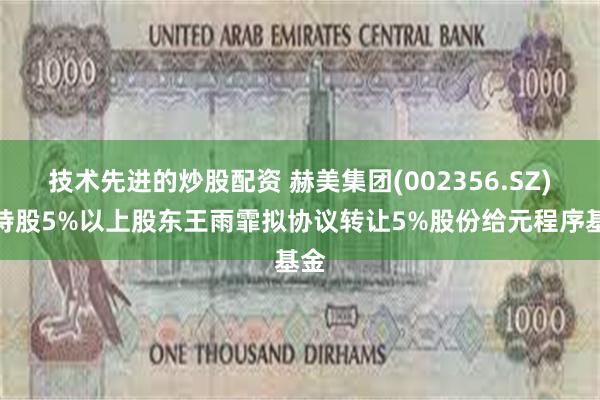 技术先进的炒股配资 赫美集团(002356.SZ)：持股5%以上股东王雨霏拟协议转让5%股份给元程序基金