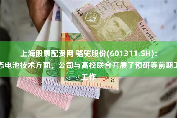 上海股票配资网 骆驼股份(601311.SH)：固态电池技术方面，公司与高校联合开展了预研等前期工作