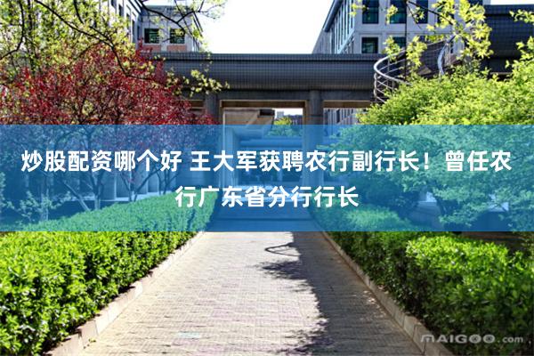 炒股配资哪个好 王大军获聘农行副行长！曾任农行广东省分行行长